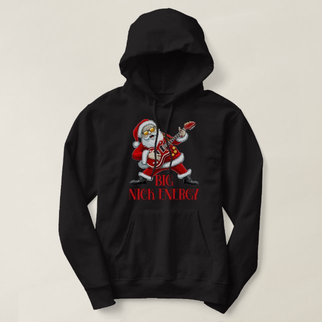 Veste À Capuche Big Nick Energy Funny Christmas Père Noël Guitaris (Design devant)