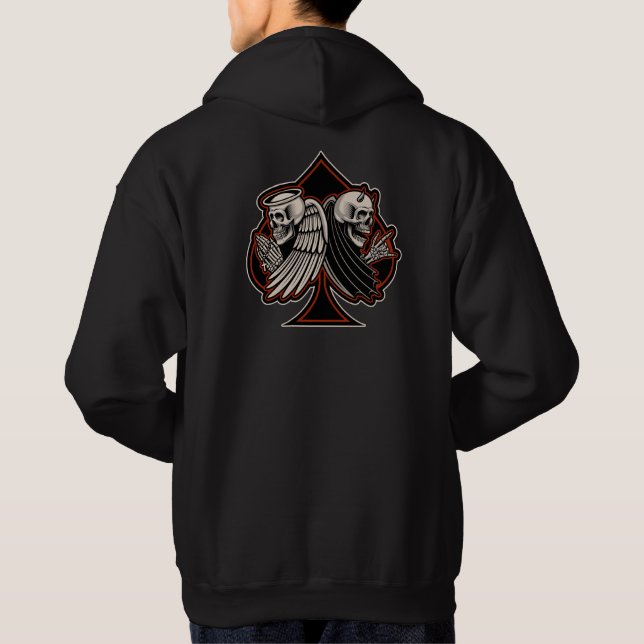 Veste À Capuche Biker Saint ou Sinner Ace de Spades Old School (Dos)