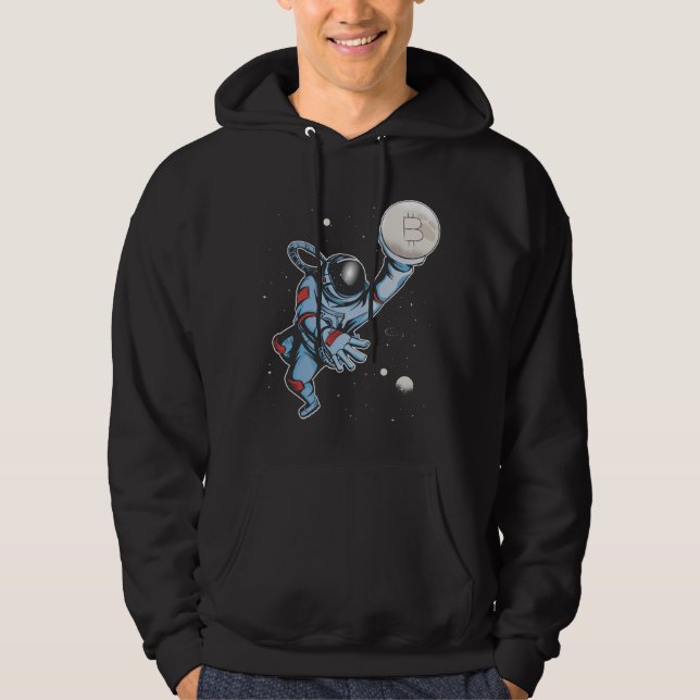 Veste À Capuche Bitcoin à l'astronaute de lune (Devant)
