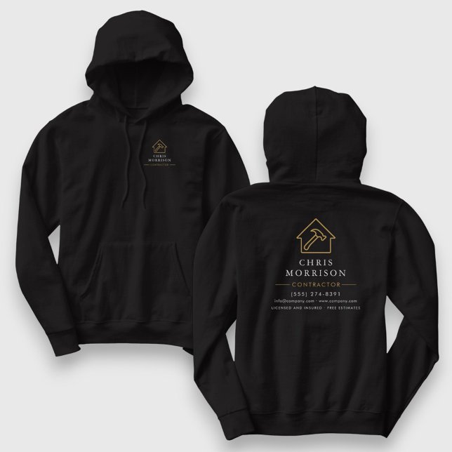 Veste À Capuche Black Gold Contractor Home Repair Work (Créateur téléchargé)