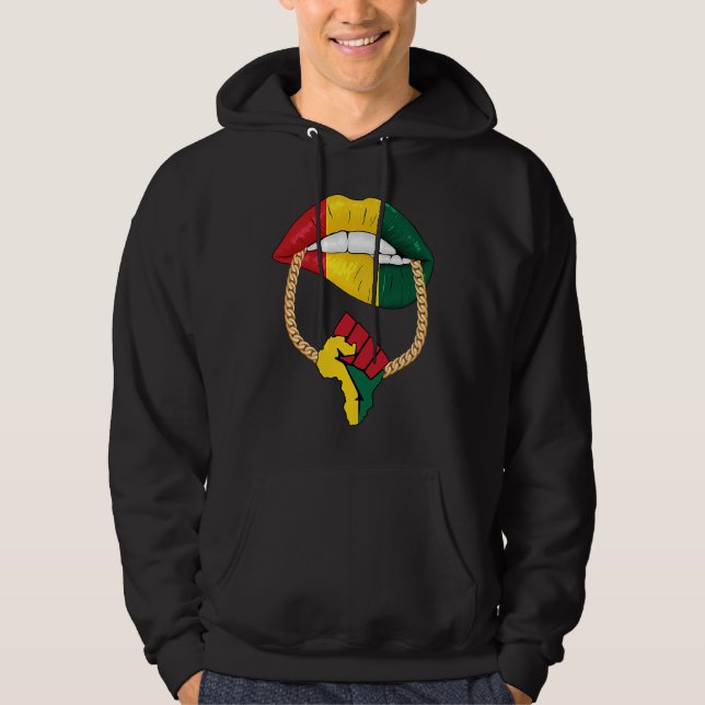 Veste À Capuche Black Queen Melanin Lips Africa Flag Pride BHM Bla (Devant)