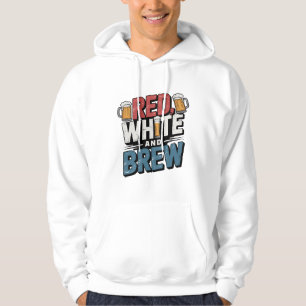 Veste À Capuche Blanc rouge et Gras brun