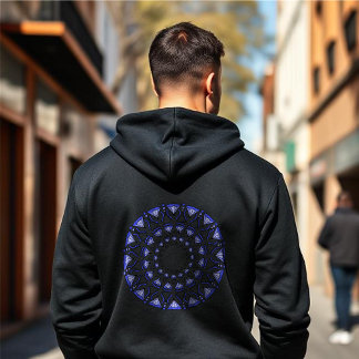 Veste À Capuche Bleu Diamant Oriental Géométrie Sacrée