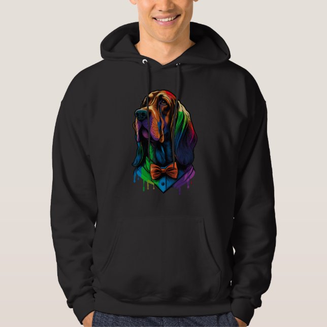 Veste À Capuche Bloodhound Gay Pride Dog LGBT Rainbow Flag Bloodho (Devant)