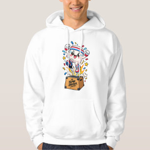 Veste À Capuche Boîte de saut de fitness de mascotte blanche migno
