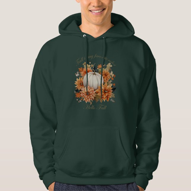 Veste À Capuche Bonjour Automne aquarelle fleur sauvage feuilles d (Devant)