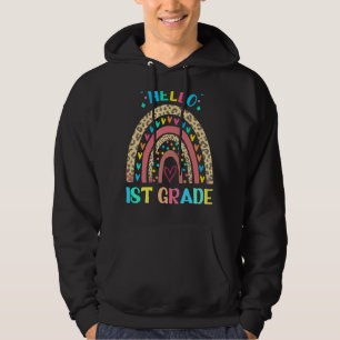 Veste À Capuche Bonjour Première Classe Retro Coeur arc-en-ciel po