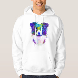 Veste À Capuche Bordure d'aquarelle Collie, Bordure Collie