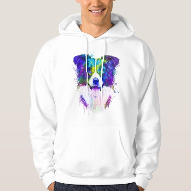 Veste À Capuche Bordure d'aquarelle Collie, Bordure Collie (Devant)