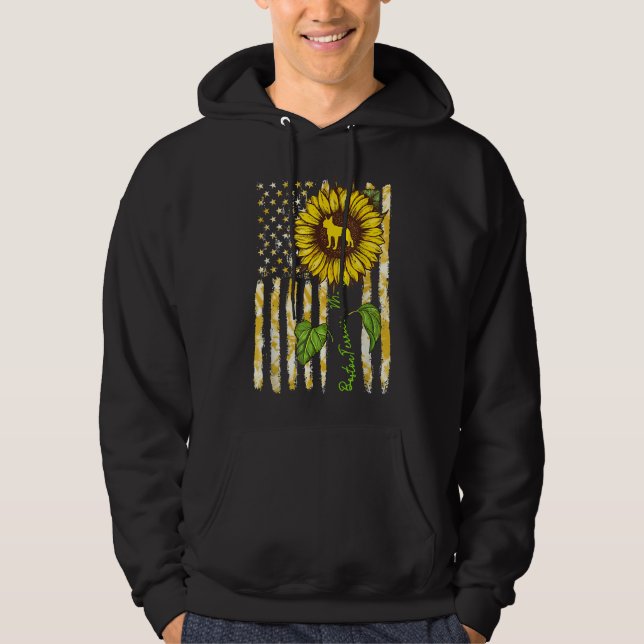 Veste À Capuche Boston Terrier Maman Sunflower American Drapeau Ch (Devant)