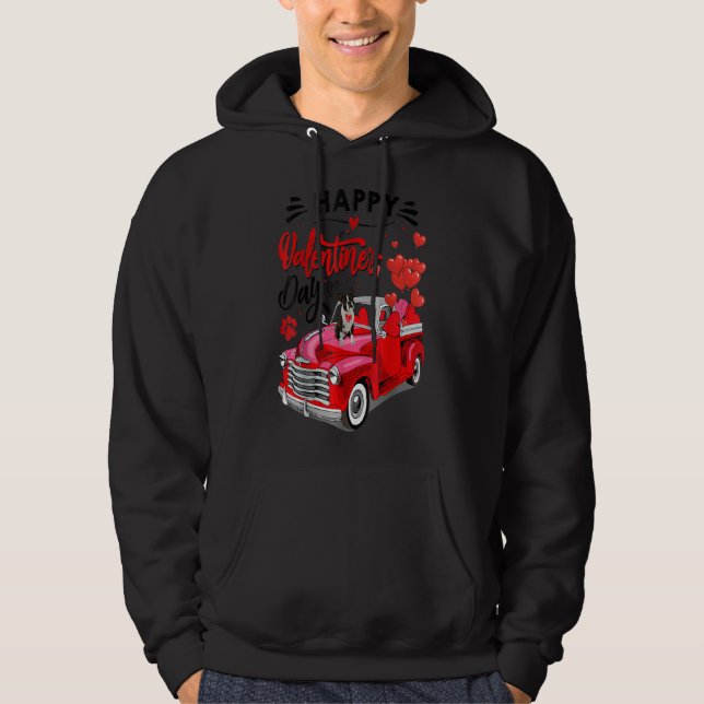 Veste À Capuche Boston Terrier Red Truck Valentines Day Funny Dog (Devant)