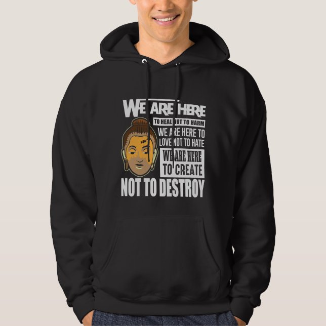Veste À Capuche Bouddha dit paix bouddhiste libre (Devant)