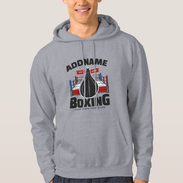 Veste À Capuche Boxe Anneau AJOUTER NOM Boxer Gym Speed Sac (Devant)