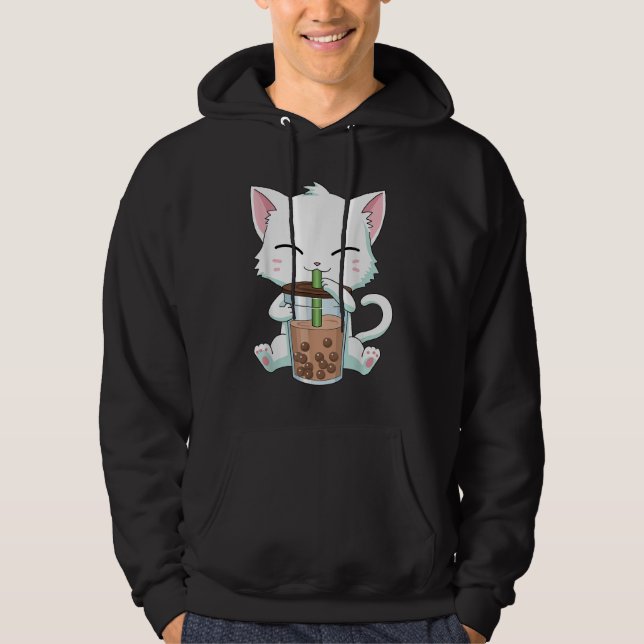 Veste À Capuche  Bubble Thé Chat Boba Bubble Boissons Amoureux de  (Devant)