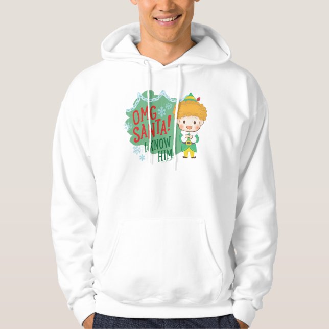 Veste À Capuche Buddy l'Elf OMG Père Noël ! Je Le Connais ! (Devant)