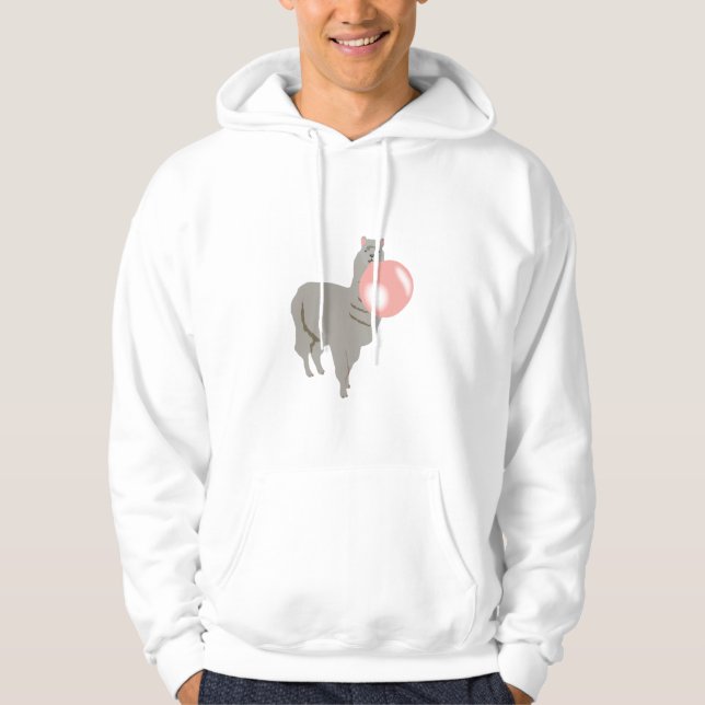 Veste À Capuche Bulle de gomme Llama soufflant bulle (Devant)
