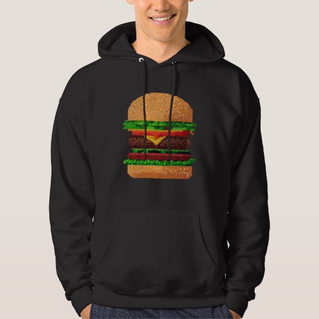 Veste À Capuche Burger 8 bit Retro Pixel ByteGrilled Cheeseburger  (Devant)