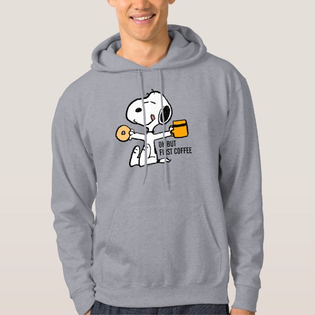 Veste À Capuche cacahuètes | Snoopy OK mais premier café (Devant)