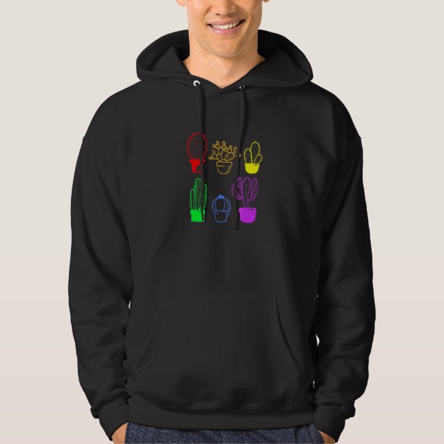 Veste À Capuche Cactus Succulent Pride Rainbow Plante Subtle Lgbt  (Devant)