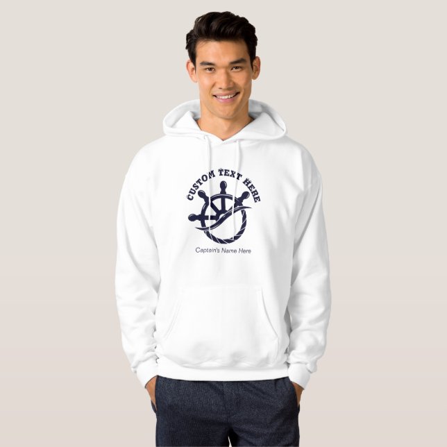 Veste À Capuche Cadeau nautique du capitaine sur mesure (Devant entier)