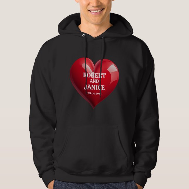 Veste À Capuche Cadeau personnalisé de la Saint-Valentin cœur pers (Devant)
