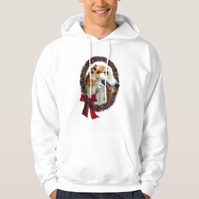 Veste À Capuche Cadeaux de Noël de Borzoi (Devant)