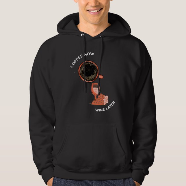 Veste À Capuche Café Maintenant Vin Plus Tard Essentiel (Devant)
