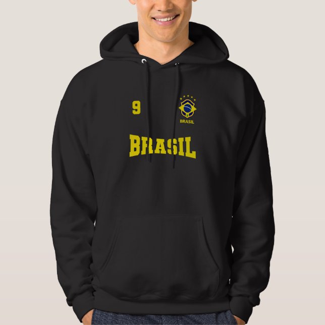 Veste À Capuche Camiseta do Brasil 2022 Azul número 9 (Devant)