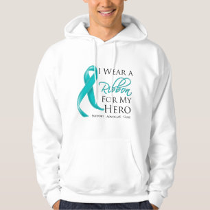 Veste À Capuche Cancer ovarien je porte un ruban pour mon héros