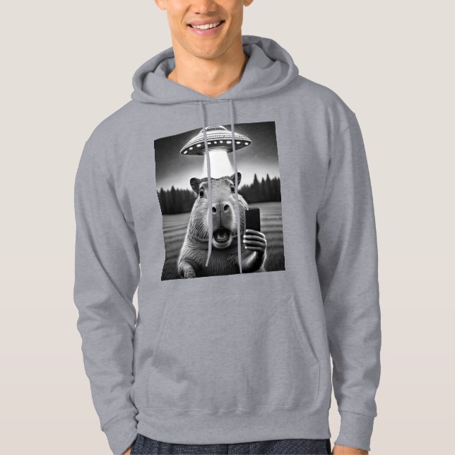 Veste À Capuche Capybara Selfie Ufo Invasion Mème Drôle Hommes (Devant)