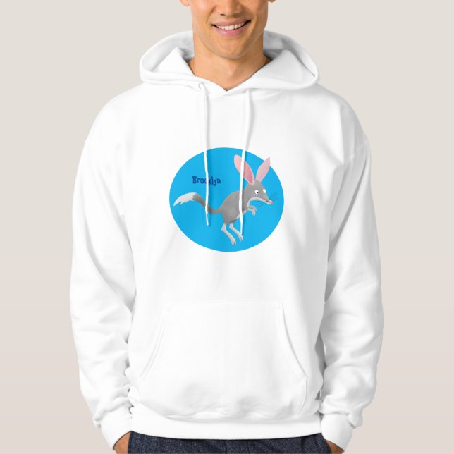 Veste À Capuche Caricature de bilby australien très heureuse (Devant)