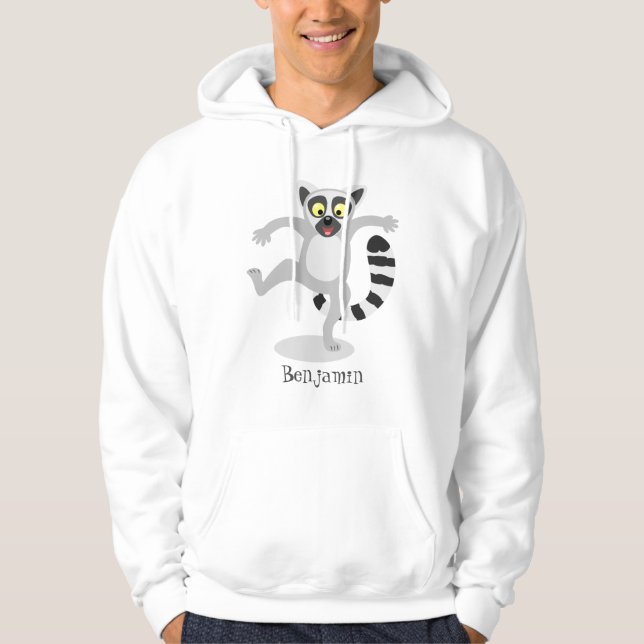 Veste À Capuche Caricature de danse lémurienne en anneau mignon (Devant)