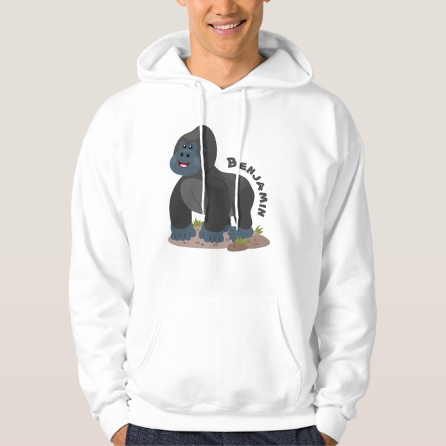 Veste À Capuche Caricature de gros gorilles joyeux (Devant)