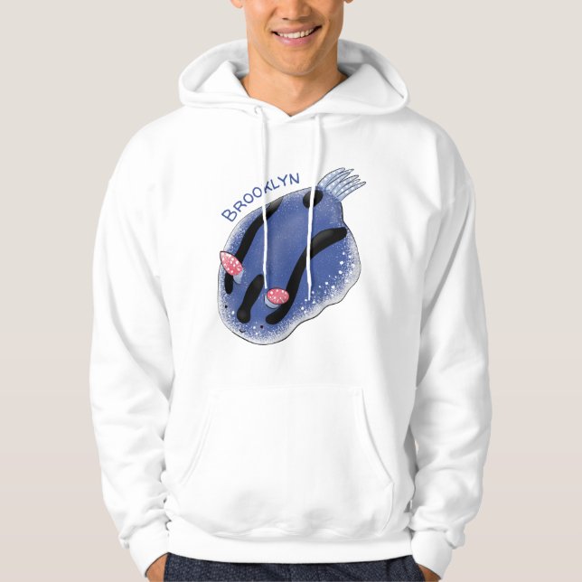 Veste À Capuche Caricature de nudibranche bleu mignon (Devant)