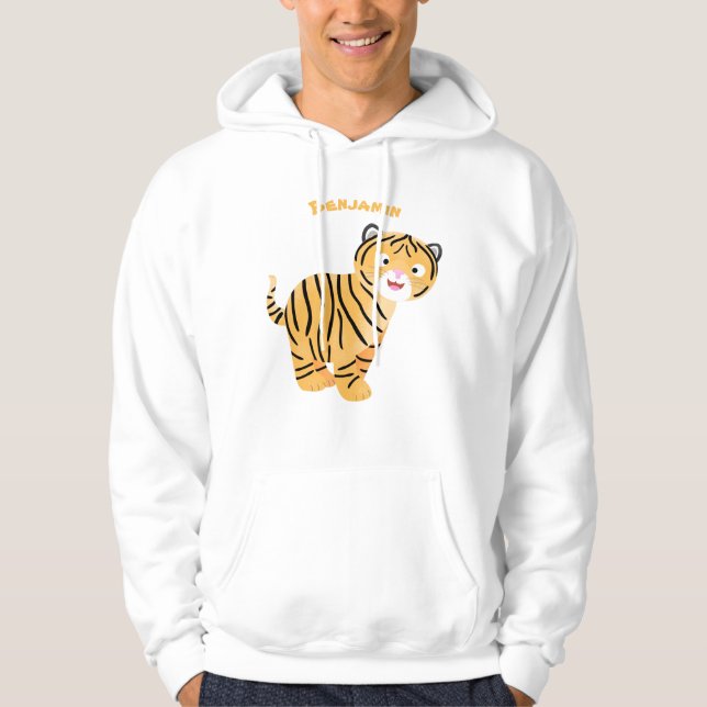 Veste À Capuche Caricature de petit tigre joyeux (Devant)