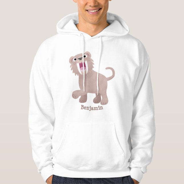 Veste À Capuche Caricature du tigre mignon Saber Toothed Smilodon (Devant)
