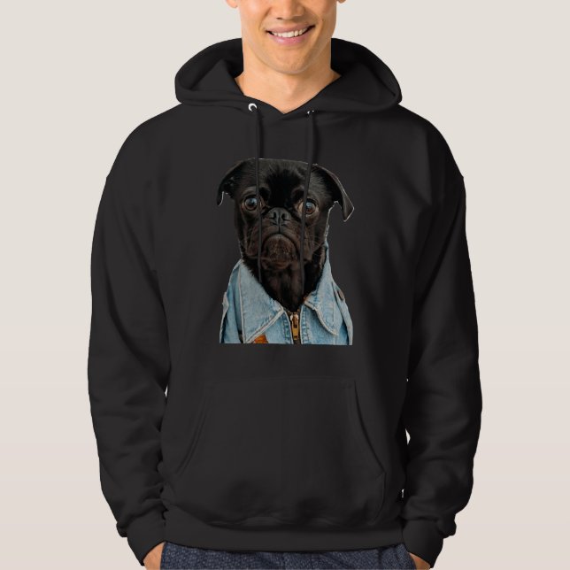 Veste À Capuche Carlin noir en Jeans Sticker Classic T-shirt 181 (Devant)