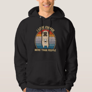 Veste À Capuche Carlin vintage J'Aime Le Café Plus Que Les Gens Ca