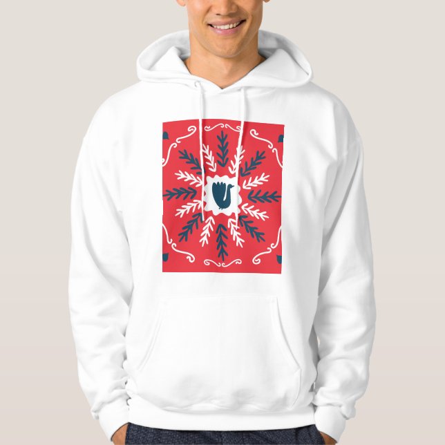 Veste À Capuche Carrelage de Noël Folk Doodle Art (Devant)