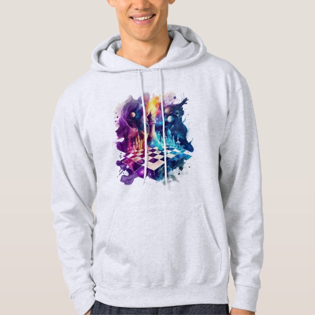 Veste À Capuche Carte d'échecs aquarelle (Devant)