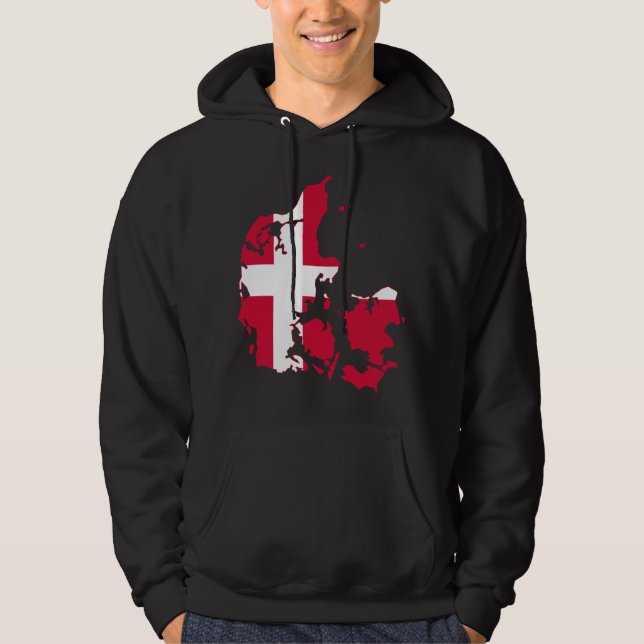 Veste À Capuche Carte DK de drapeau du Danemark (Devant)