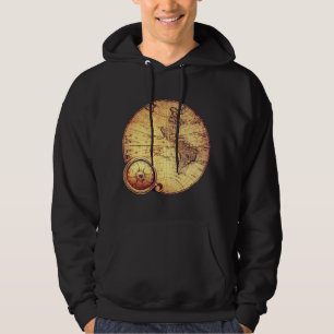 Veste À Capuche carte du monde Vieux Monde Nautique rétro vintage