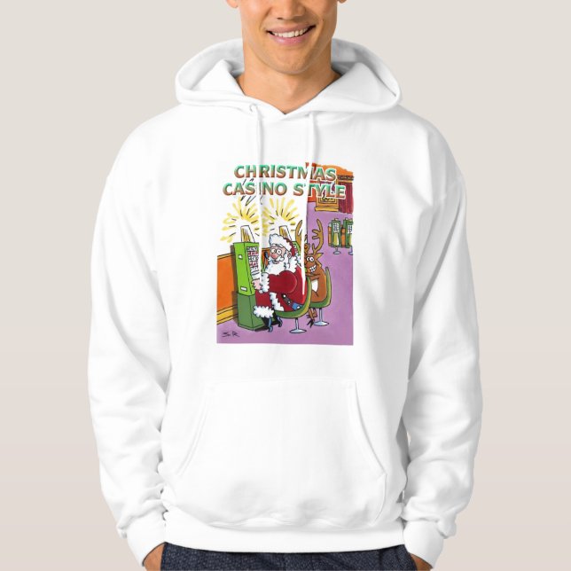 Veste À Capuche Casino de Noël Style sweatshirt à capuchon blanc (Devant)