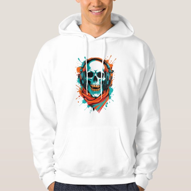Veste À Capuche Casque DJ Skull - Street Art Vibe Music Tee (Devant)