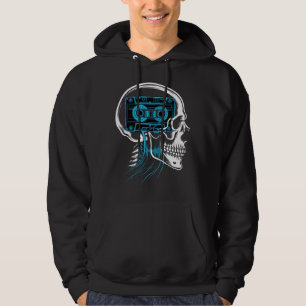 Veste À Capuche Cassette audio néon bleu crâne Art d'onde sonore