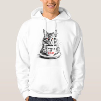 Veste À Capuche Cat Coffee – Caféine ou Chaos Citation Drôle Hoodi