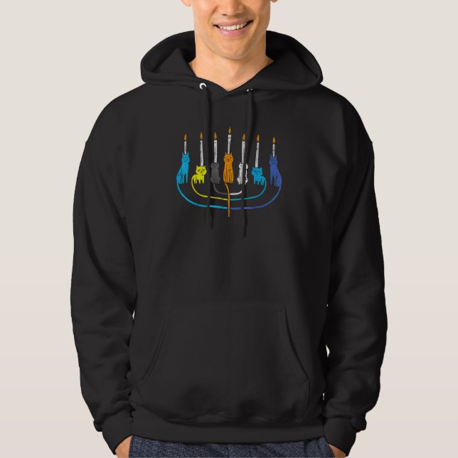 Veste À Capuche Cat Menorah Cute Jewish Kitten Hanukkah Chanukah P (Devant)