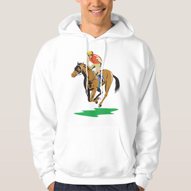 Veste À Capuche Cavalier de course de chevaux au galop (Devant)