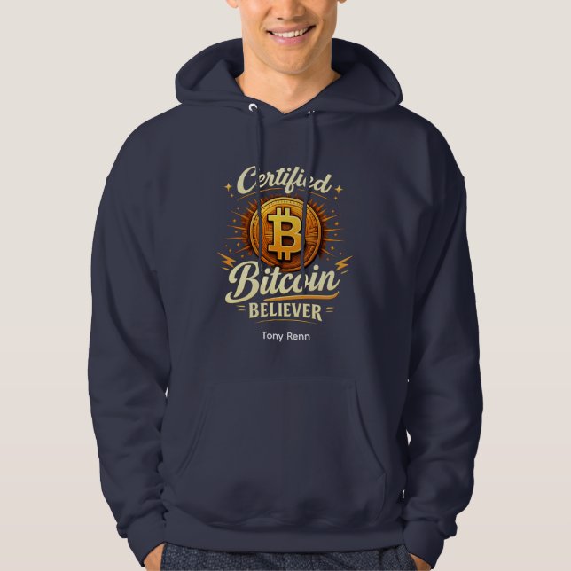 Veste À Capuche Certified Bitcoin Believer Hoodie – Custom Name (Devant)