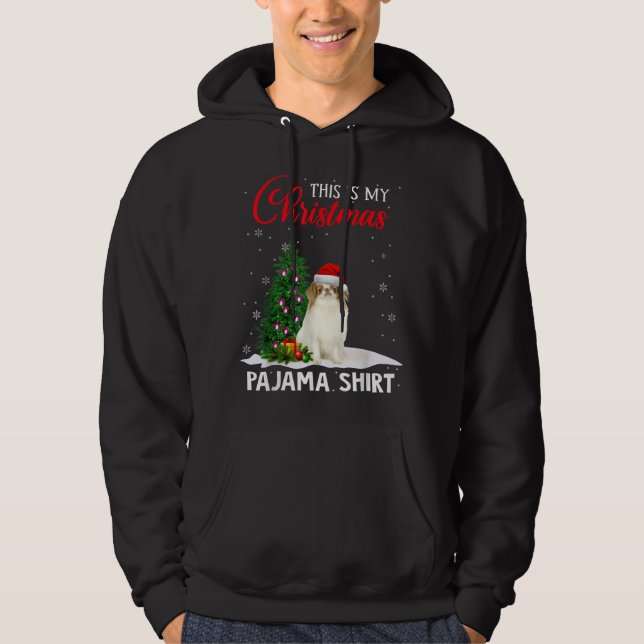 Veste À Capuche C'Est Mon Pyjama De Noël Chien De Noël Japonais (Devant)